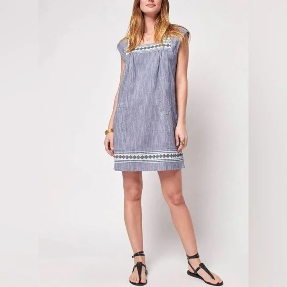 Faherty Hailee Dress Navy Jacquard Small - Picture 1 of 11